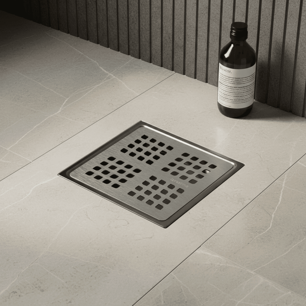 SS 120UN2 Korean Style Ultra-Thin Floor Trap (Floor Drain) Lifestyle - Lavastone